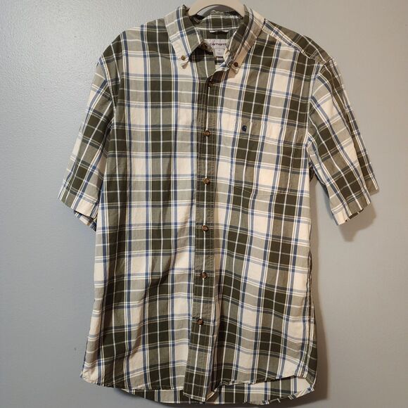 Carhartt Mens Button Down Plaid Shirt Medium  Relaxed Fit - Picture 2 of 8